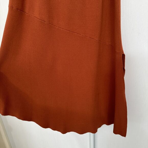 HOUSE OF HARLOW 1960 Knit Asymmetrical Maxi Skirt Orange Side Slit Size Small - Picture 5 of 12